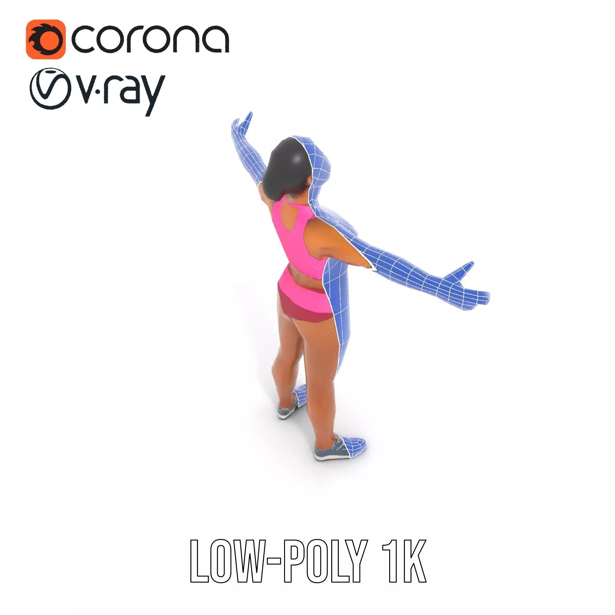 Athletic Female Fitness Outfit model pack Low-poly 3D model_9