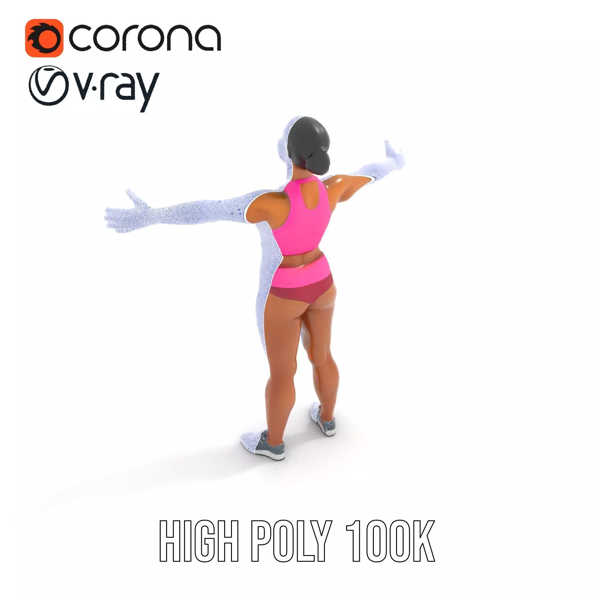Athletic Female Fitness Outfit model pack Low-poly 3D model_34