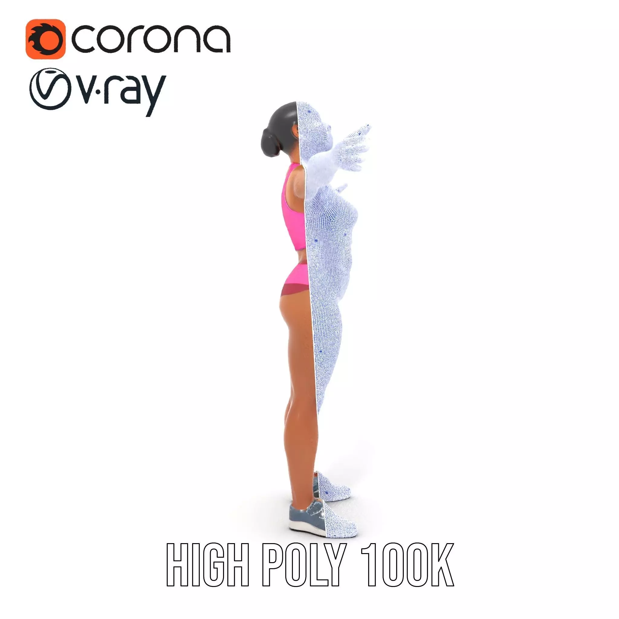 Athletic Female Fitness Outfit model pack Low-poly 3D model_23