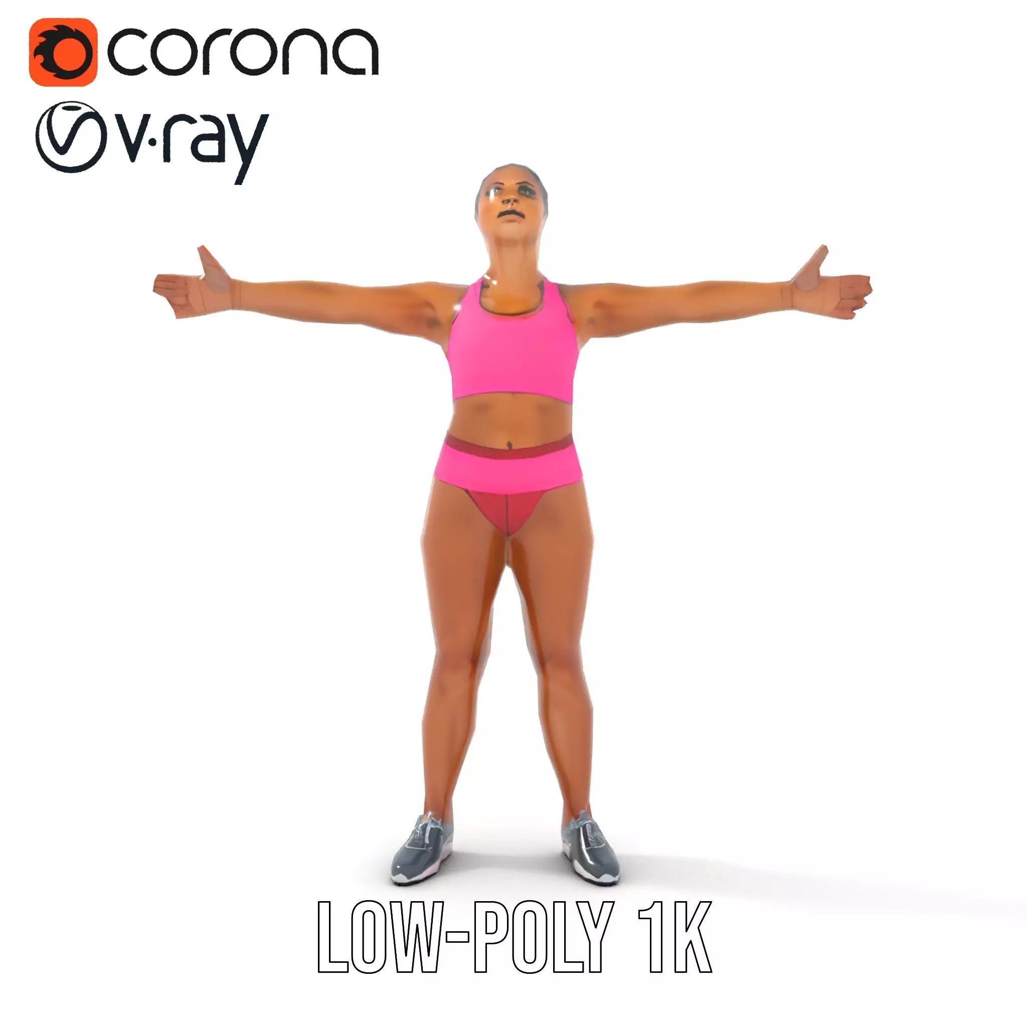 Athletic Female Fitness Outfit model pack Low-poly 3D model_30