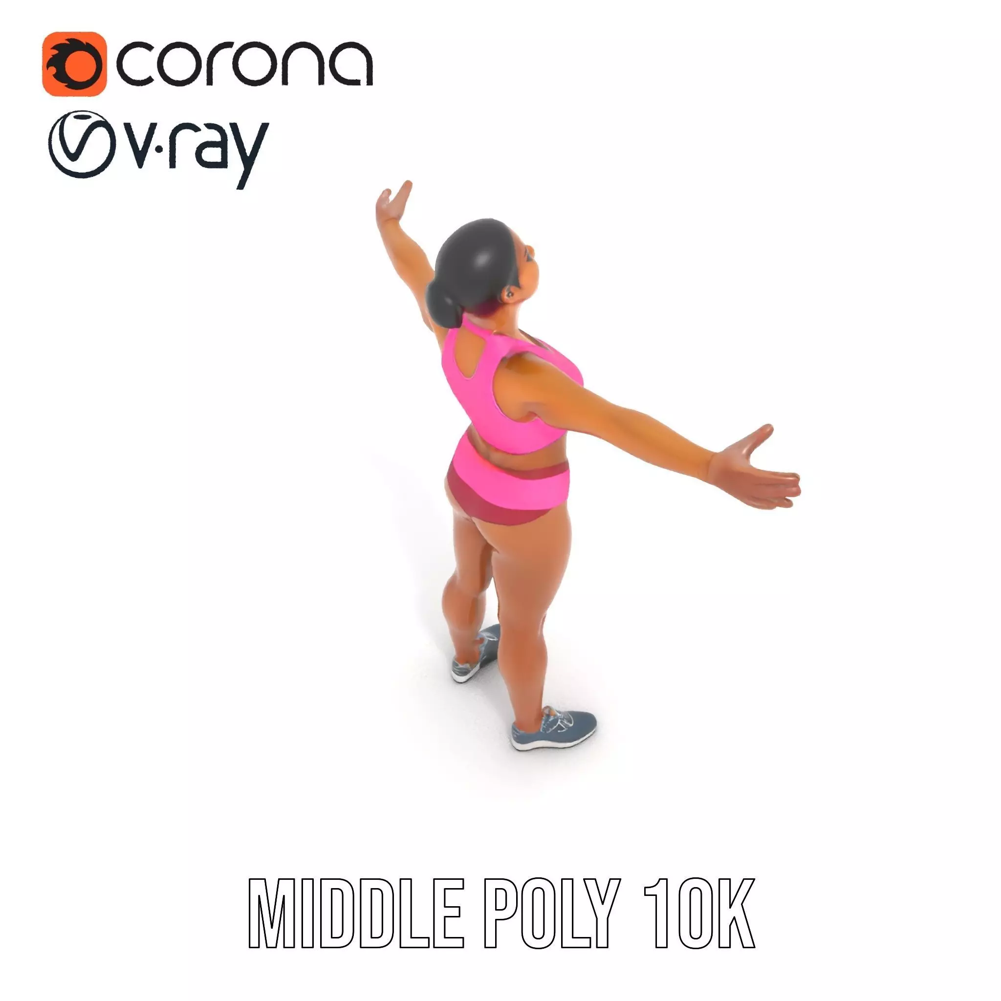 Athletic Female Fitness Outfit model pack Low-poly 3D model_21