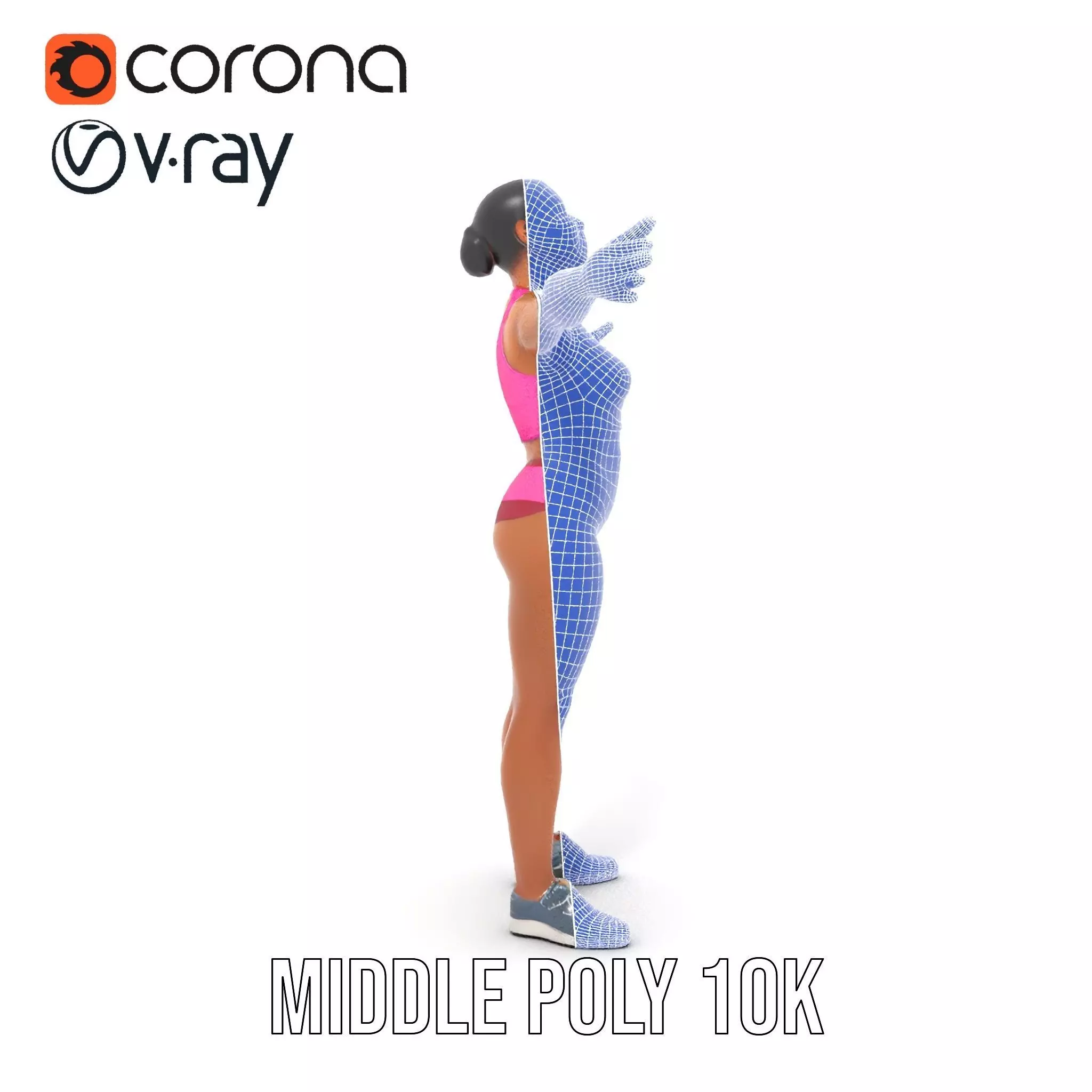 Athletic Female Fitness Outfit model pack Low-poly 3D model_18