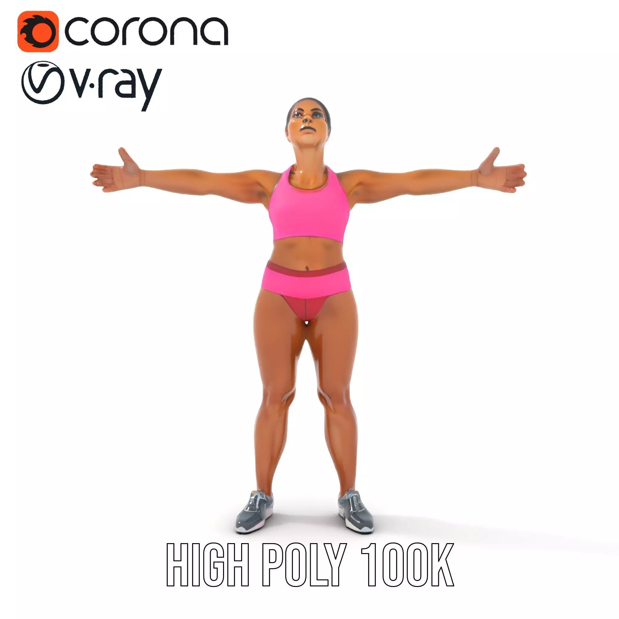 Athletic Female Fitness Outfit model pack Low-poly 3D model_8