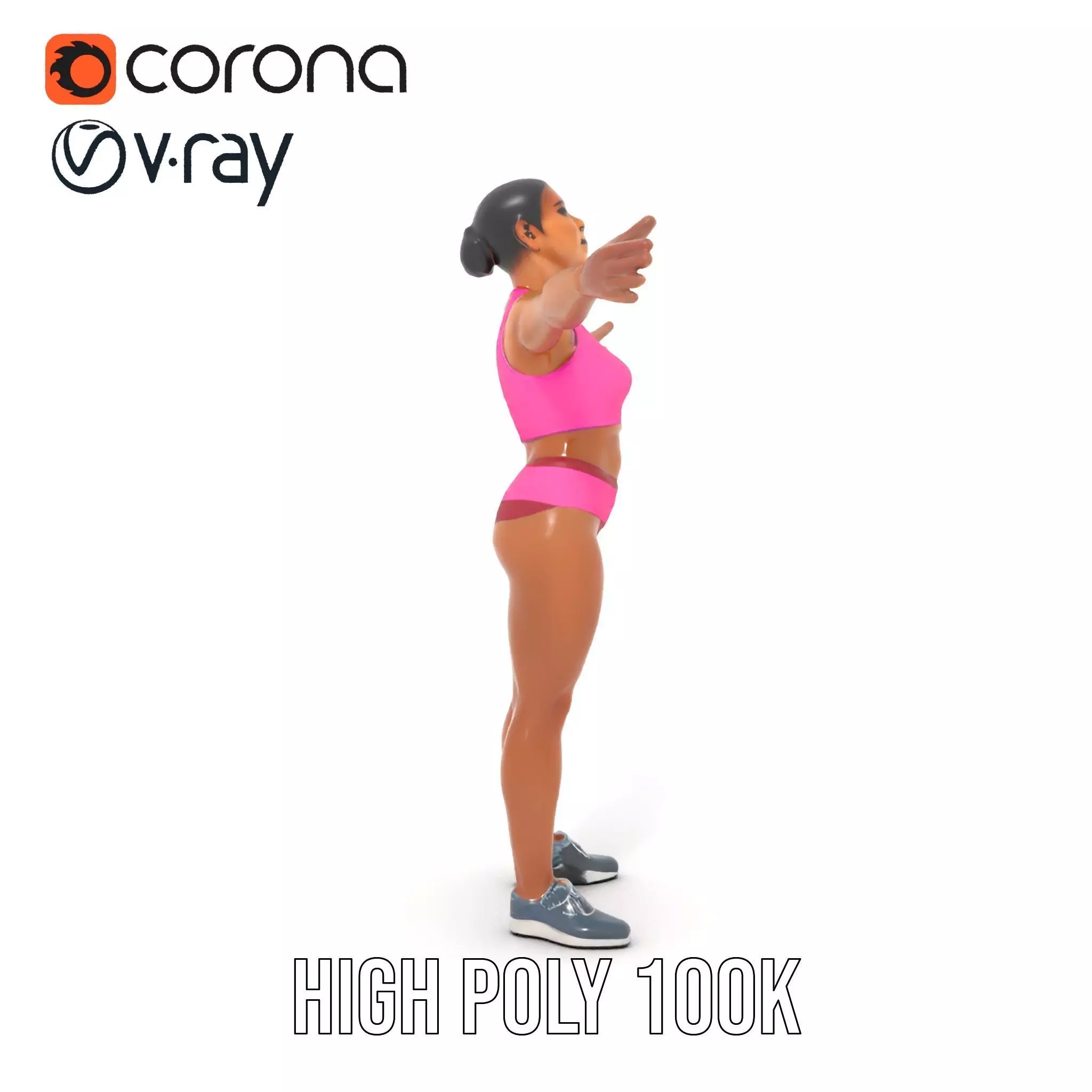 Athletic Female Fitness Outfit model pack Low-poly 3D model_33