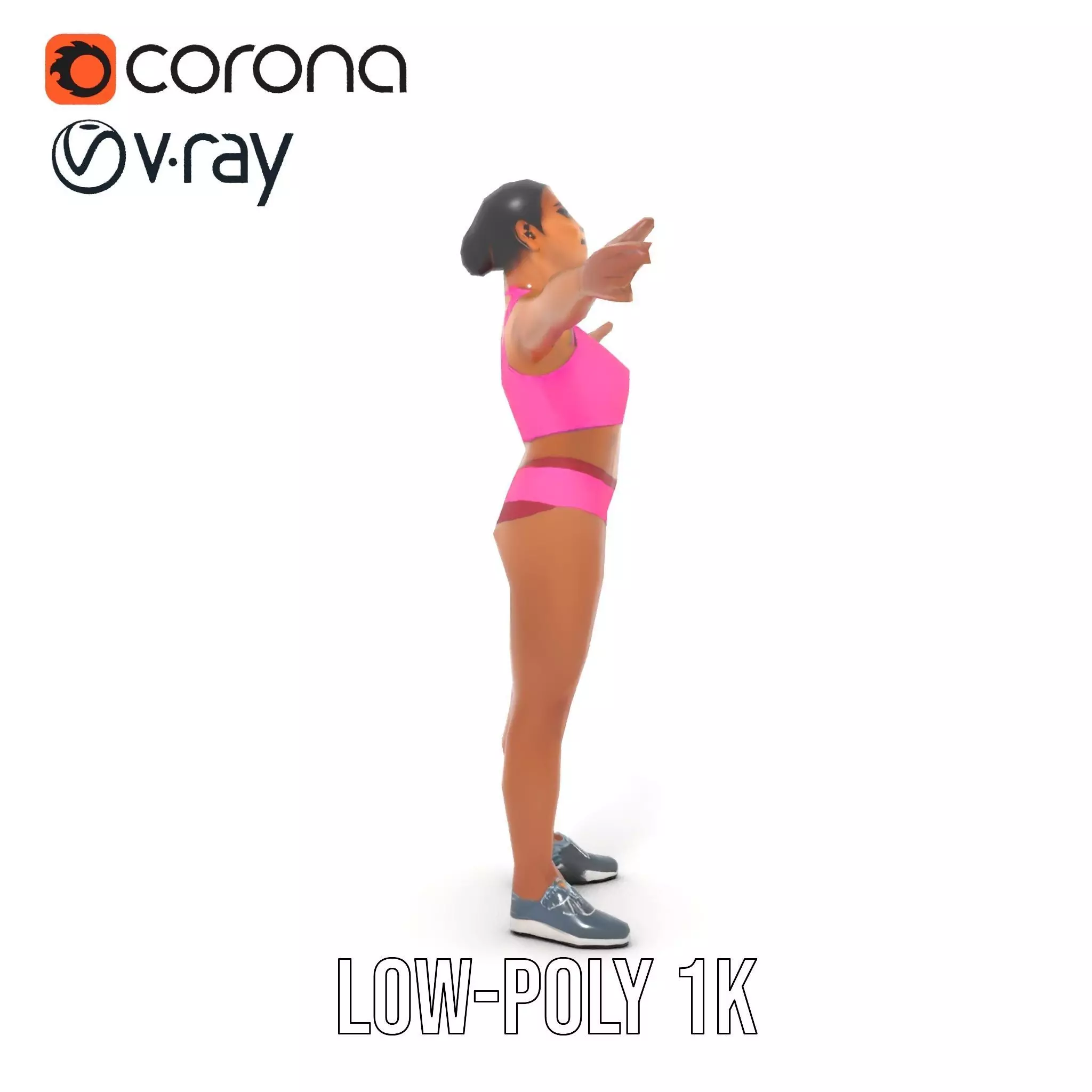 Athletic Female Fitness Outfit model pack Low-poly 3D model_19