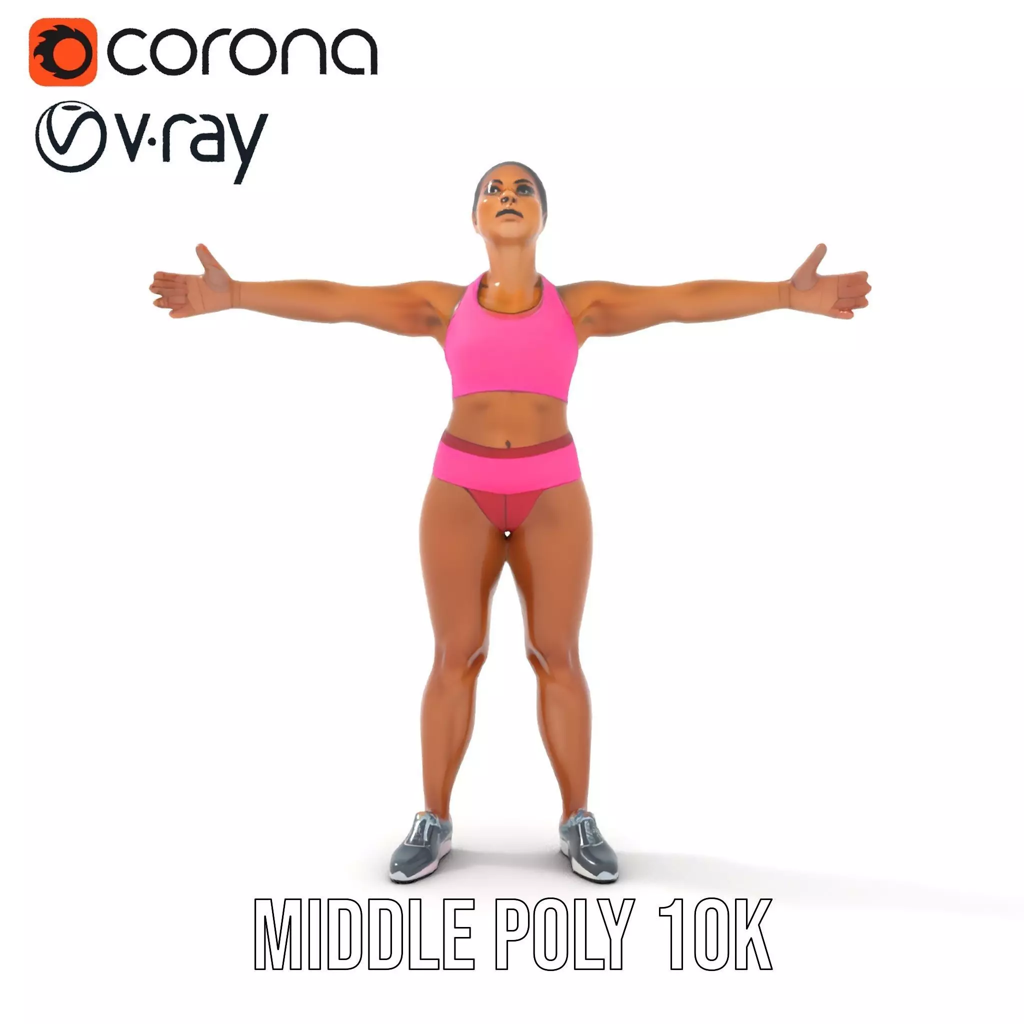 Athletic Female Fitness Outfit model pack Low-poly 3D model_26