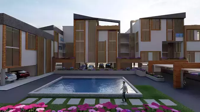 Modern Residential Complex Masterplan Render Set