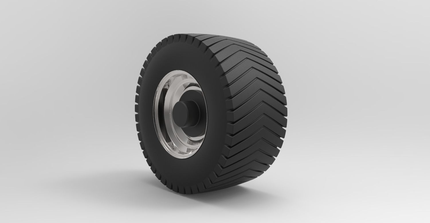 Rear wheel from Pulling tractor 3D model_3