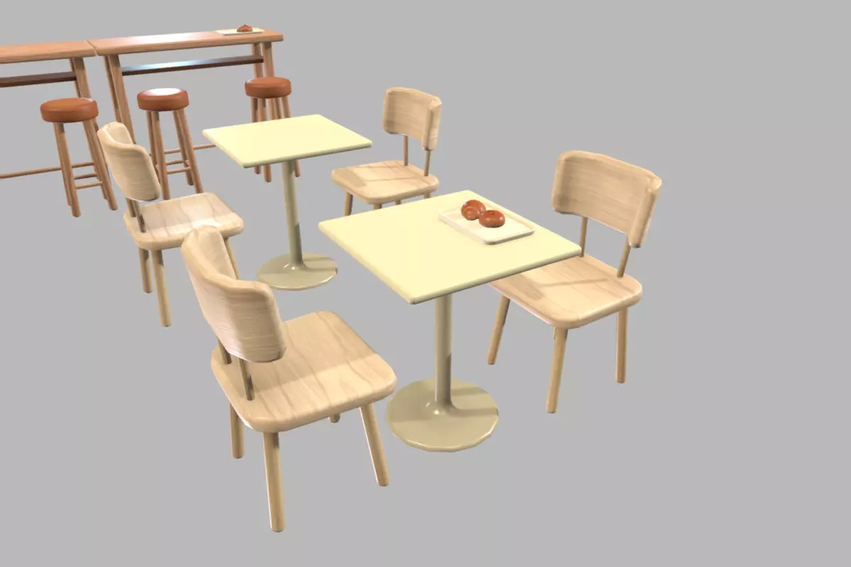 Cute Japanese Bakery Set Low-poly 3D model_14