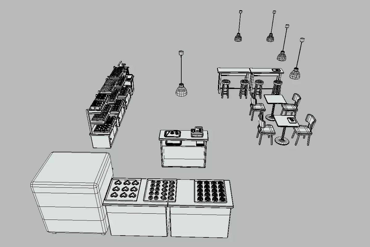 Cute Japanese Bakery Set Low-poly 3D model_20