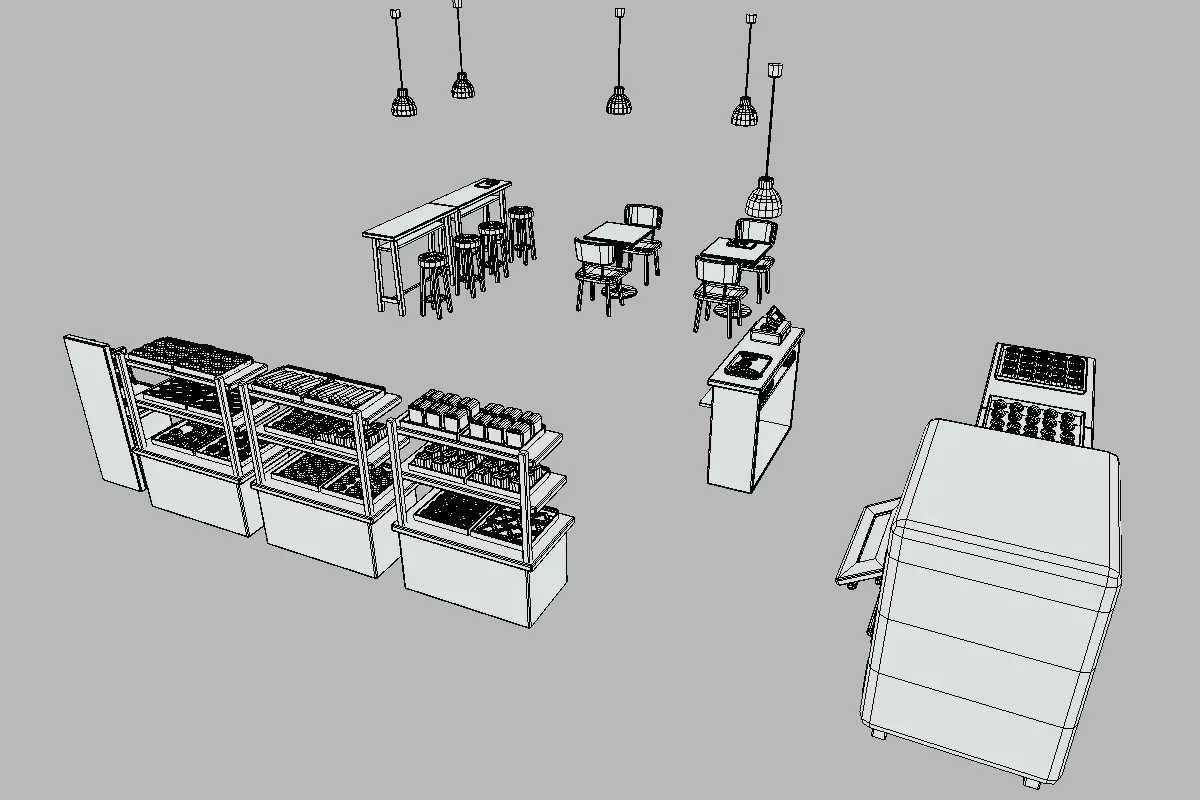 Cute Japanese Bakery Set Low-poly 3D model_19