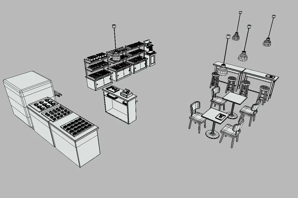 Cute Japanese Bakery Set Low-poly 3D model_21