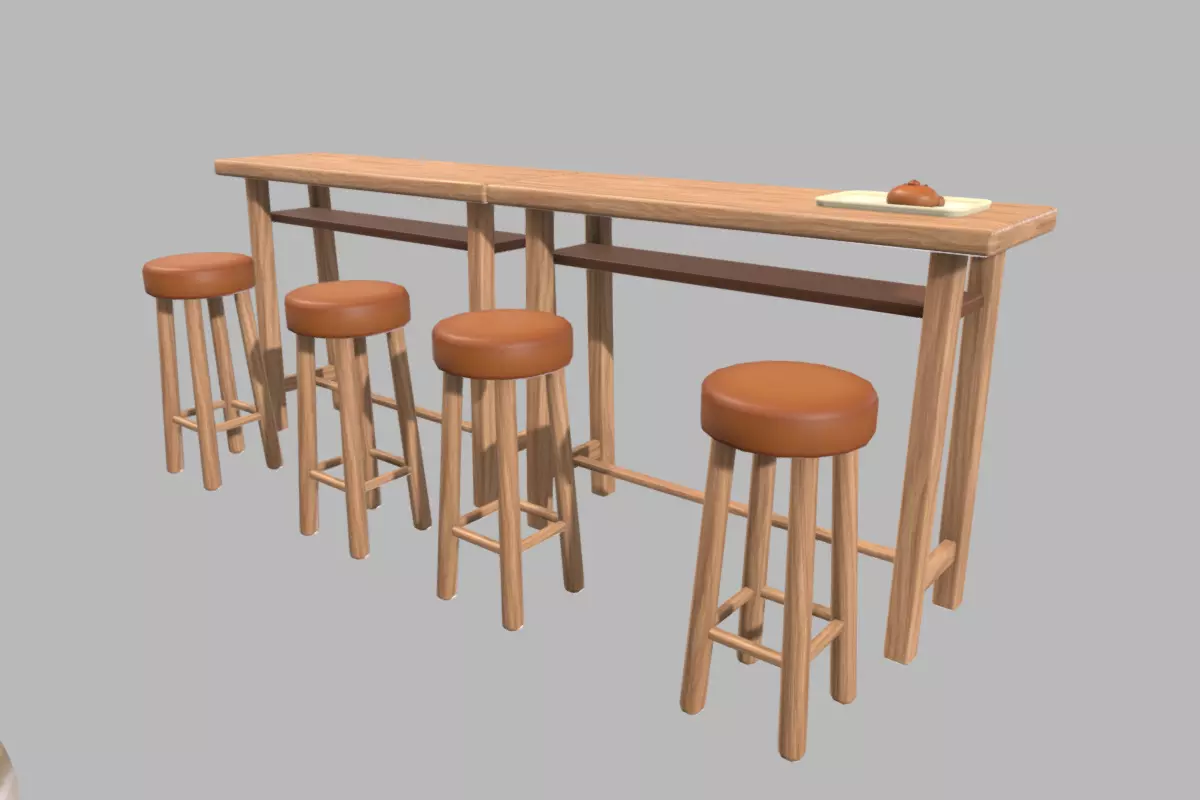 Cute Japanese Bakery Set Low-poly 3D model_15