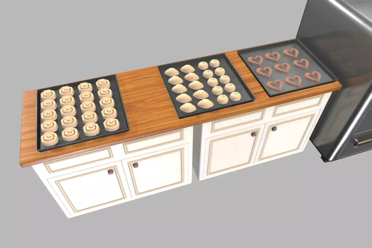 Cute Japanese Bakery Set Low-poly 3D model_9