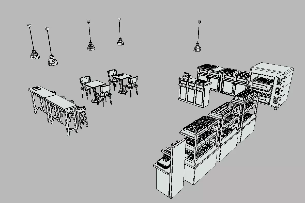 Cute Japanese Bakery Set Low-poly 3D model_18