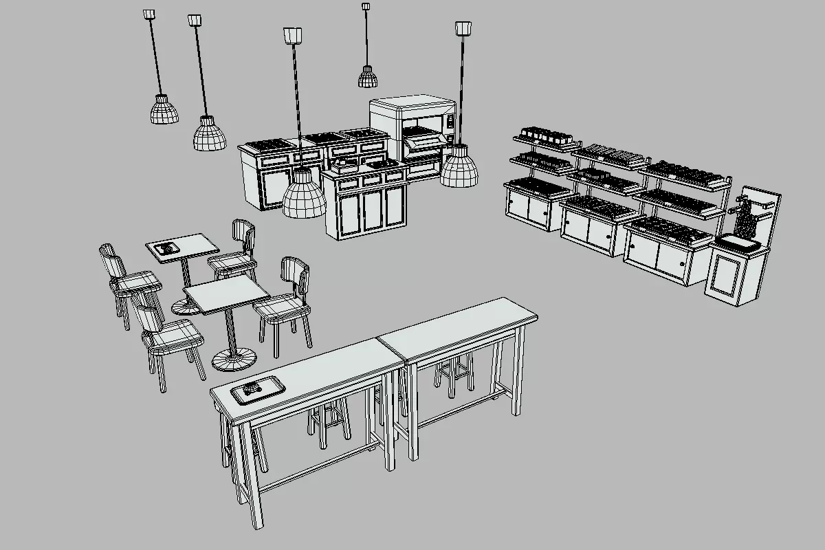 Cute Japanese Bakery Set Low-poly 3D model_17