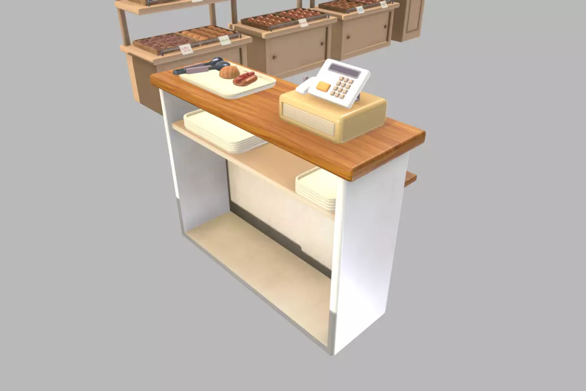 Cute Japanese Bakery Set Low-poly 3D model_8