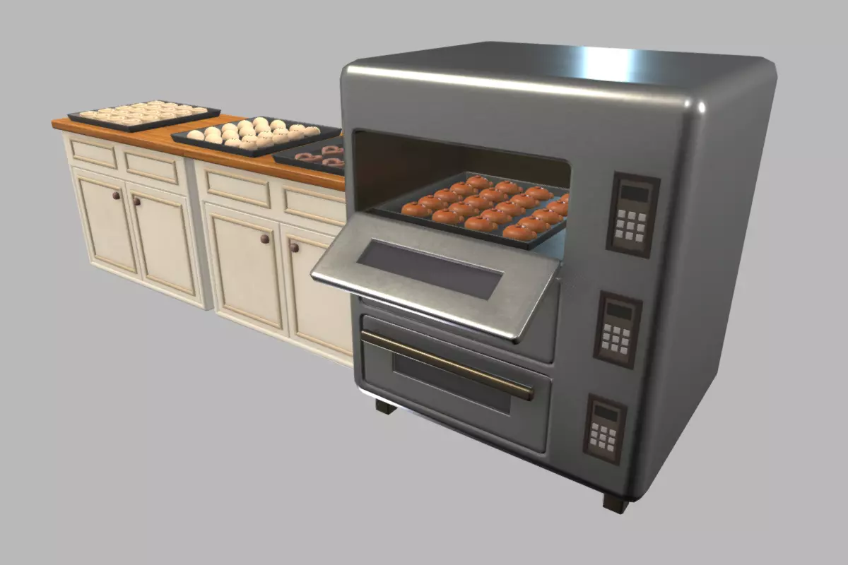 Cute Japanese Bakery Set Low-poly 3D model_11