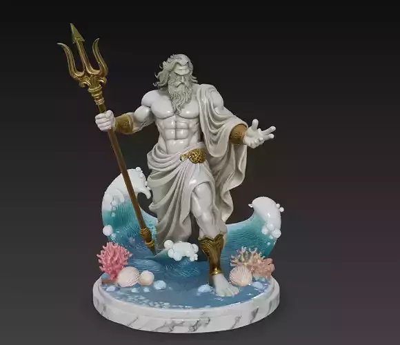 Poseidon - God of the Seas 3D Model 3D print model