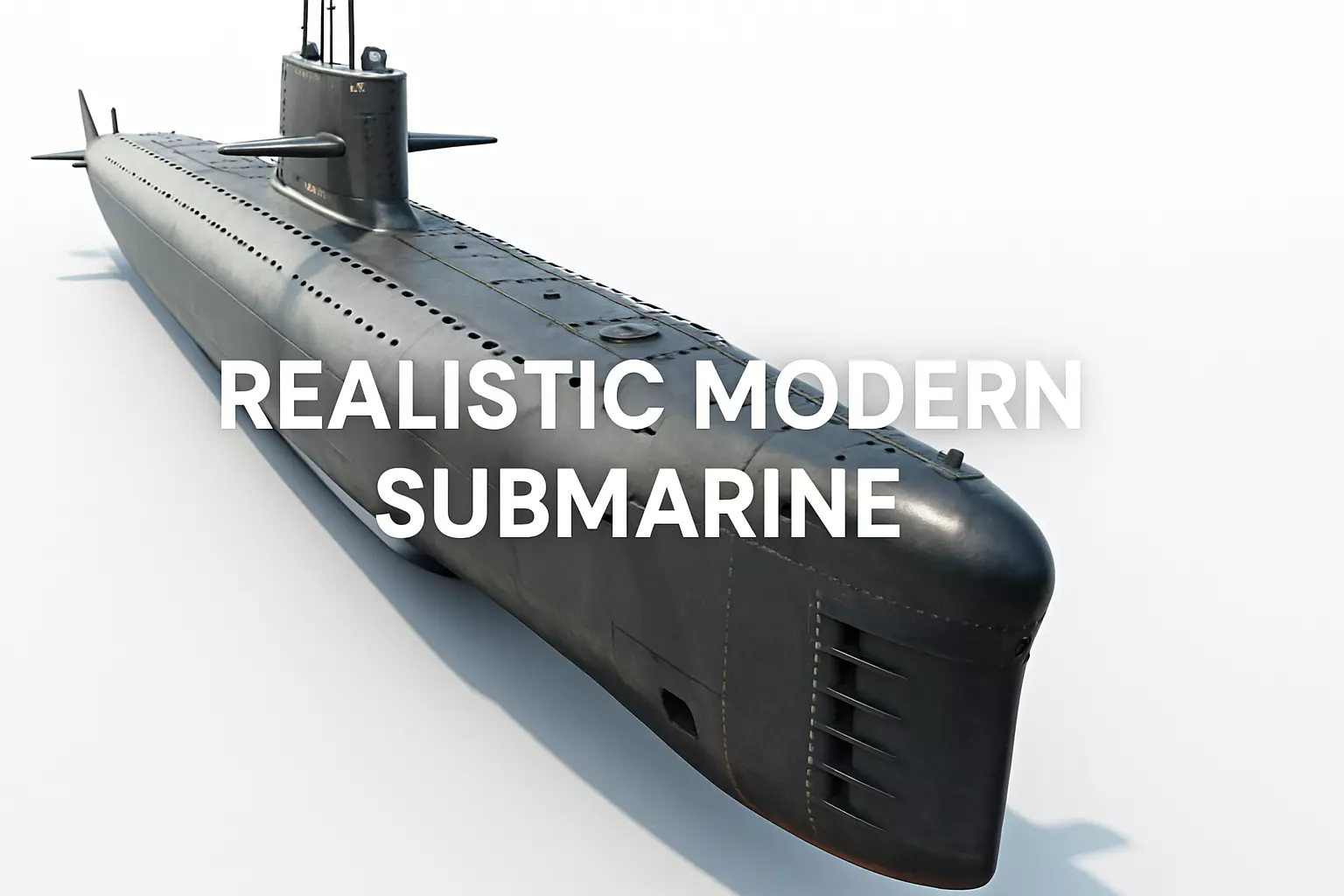 Realistic Modern Submarine Low-poly 3D model_0