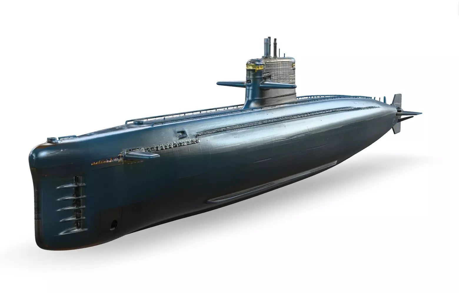 Realistic Modern Submarine Low-poly 3D model_13