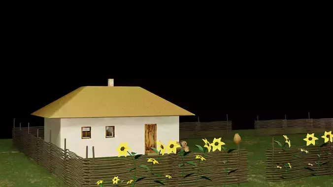 Ukrainian village house with stove and roof