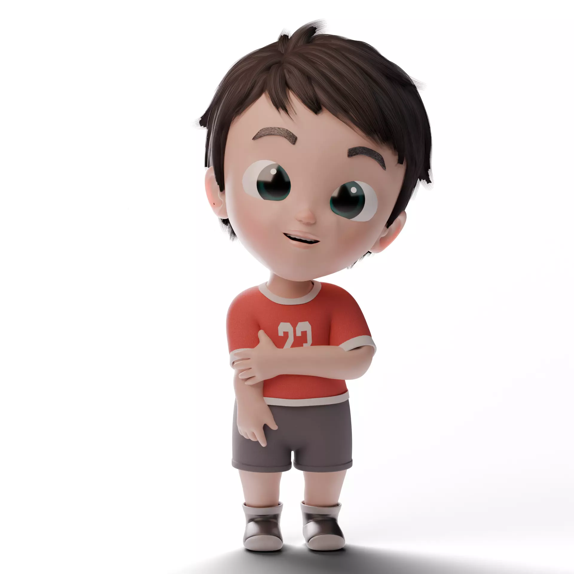 Pixar Style 3D Cartoon Kid Character Fully Rigged Low-poly 3D model_0