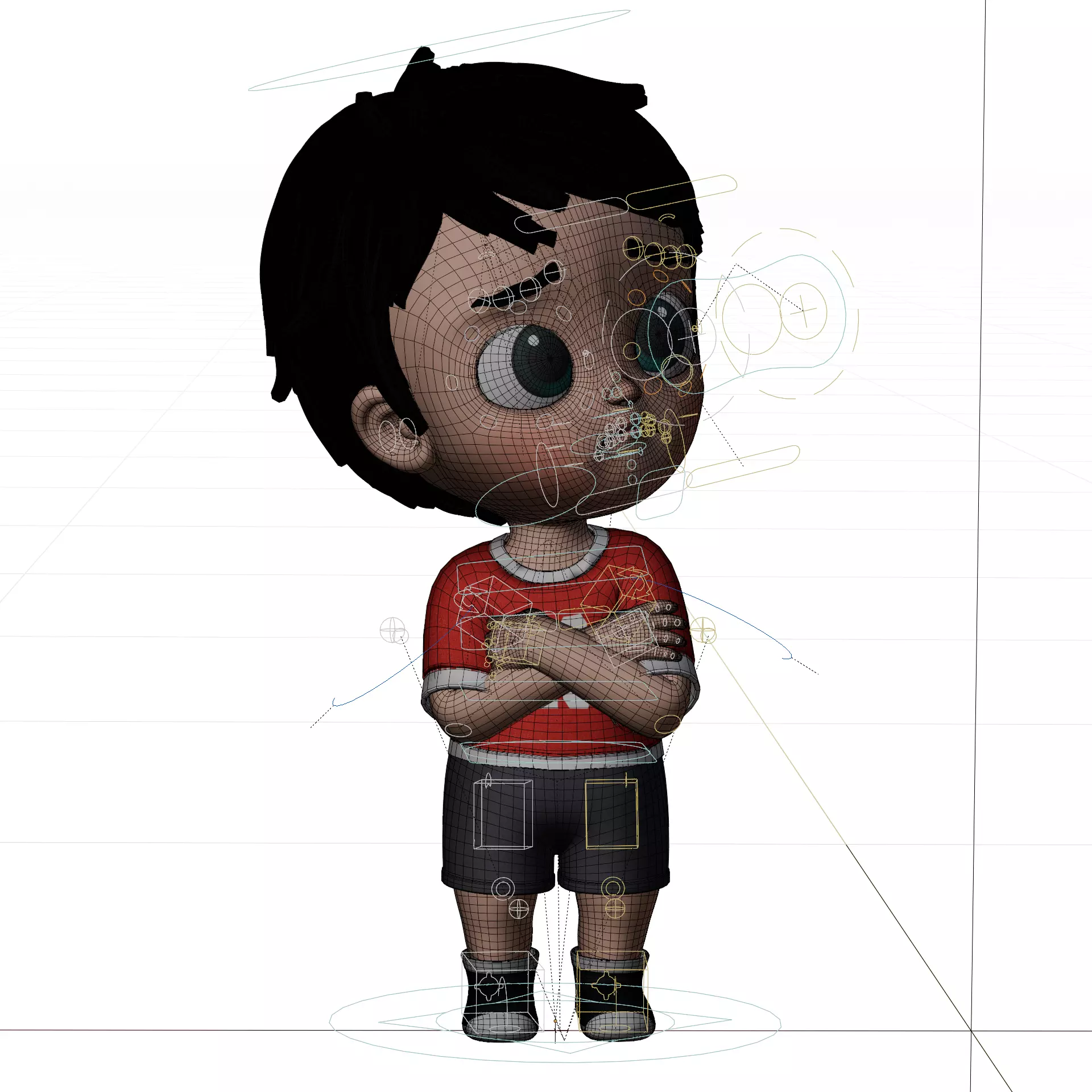 Pixar Style 3D Cartoon Kid Character Fully Rigged Low-poly 3D model_6