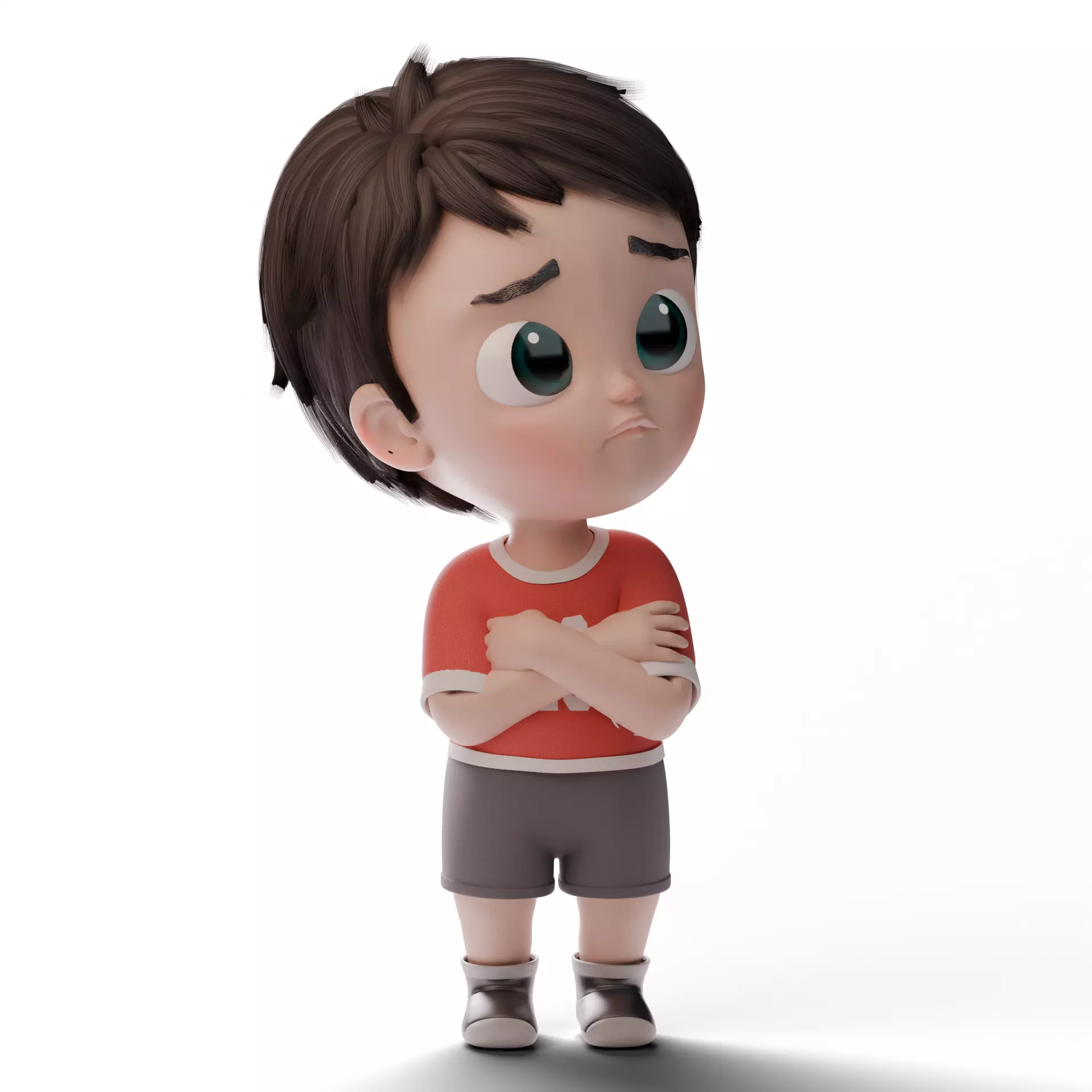 Pixar Style 3D Cartoon Kid Character Fully Rigged Low-poly 3D model_2