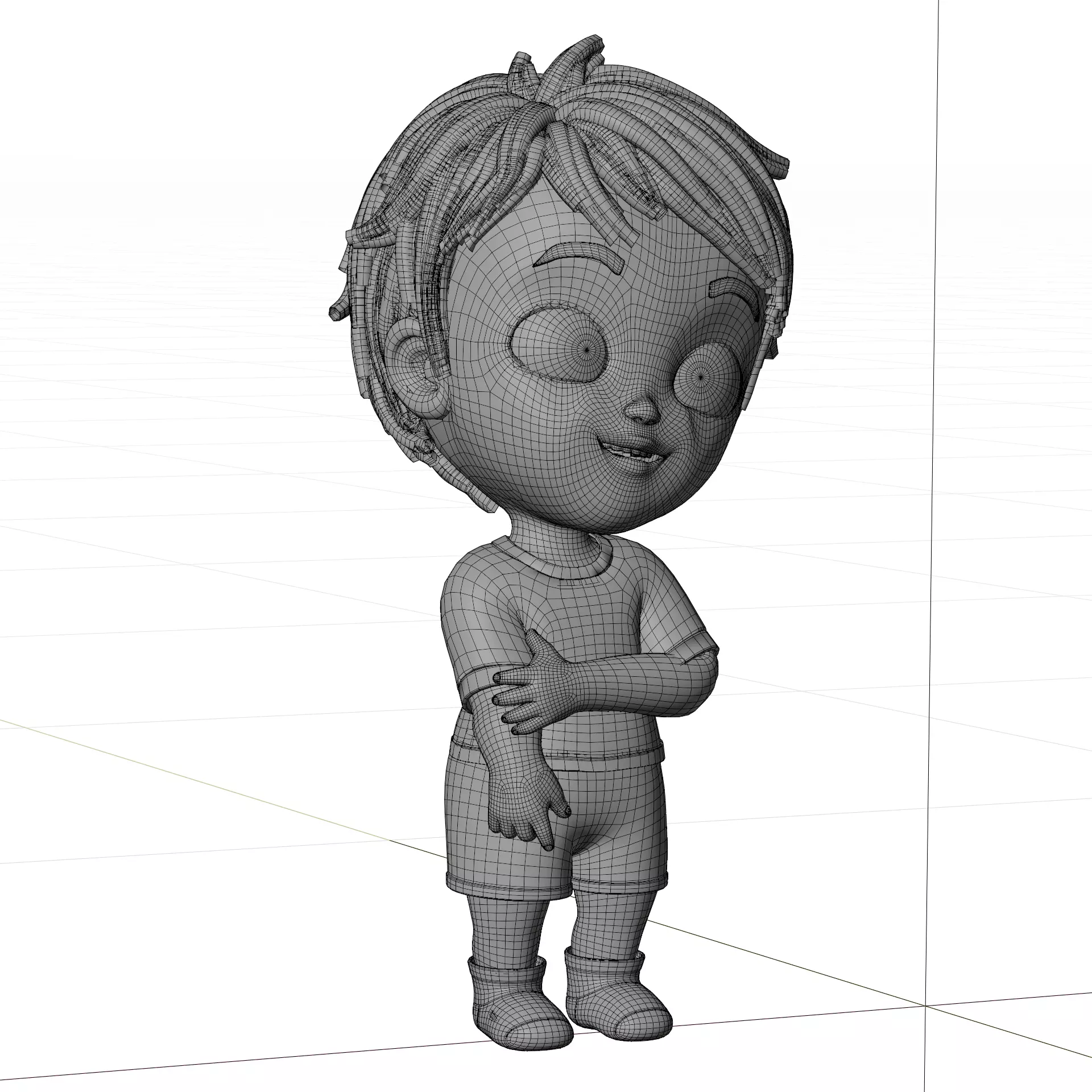 Pixar Style 3D Cartoon Kid Character Fully Rigged Low-poly 3D model_3