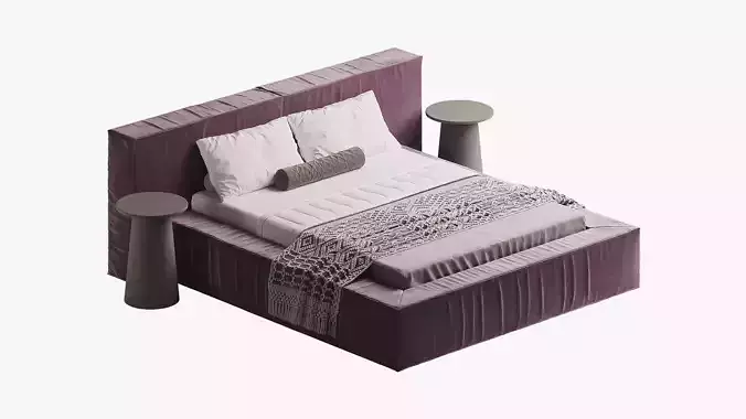 Purple velvet bed 3D model