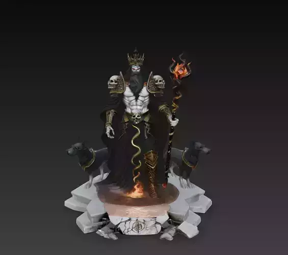 Underworld King - Dark Mythic Lord with Hounds 3D Model 3D print model