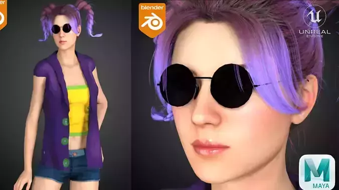 Realistic Rigged Style Girl Character Game Ready 3D Model