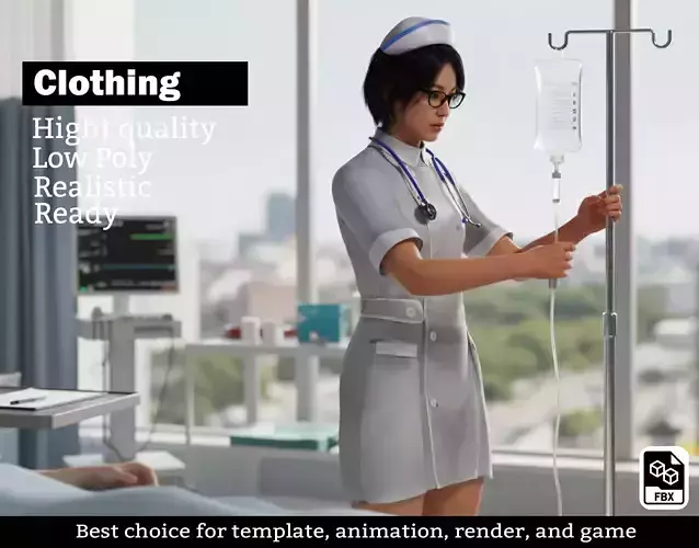 Realistic Nurse Uniform 3D Model with Accessories