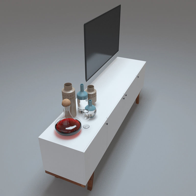 West Elm modern media console 3D model_3