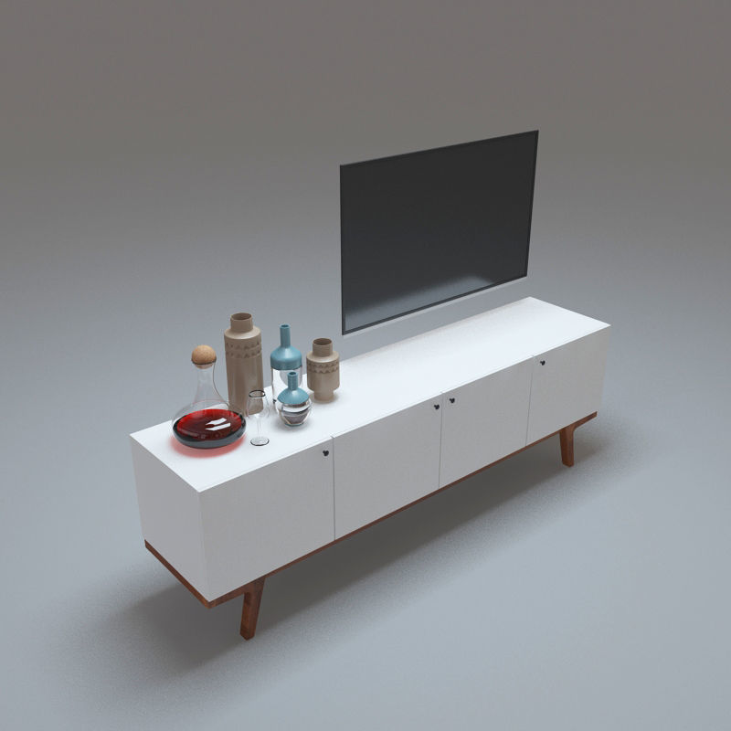 West Elm modern media console 3D model_1
