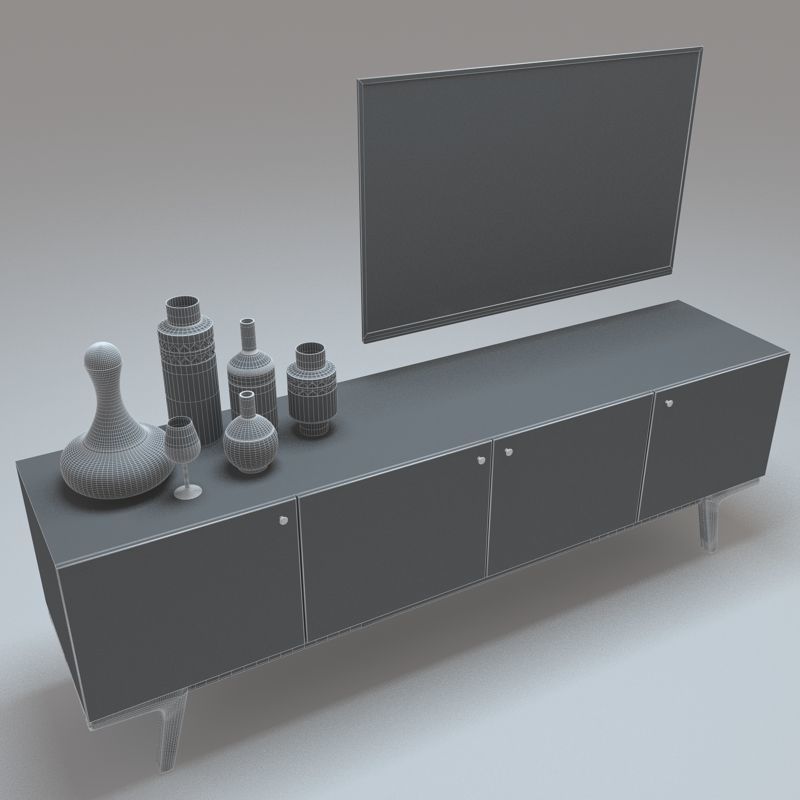 West Elm modern media console 3D model_5