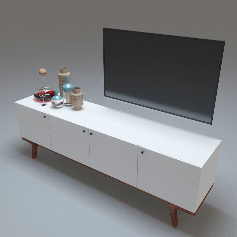 West Elm modern media console 3D model_2