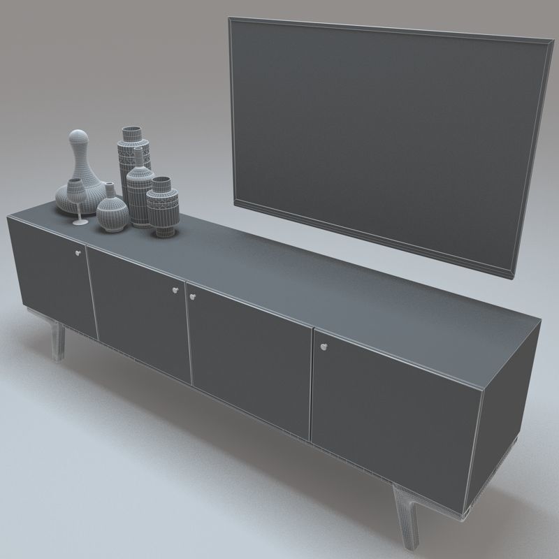 West Elm modern media console 3D model_6