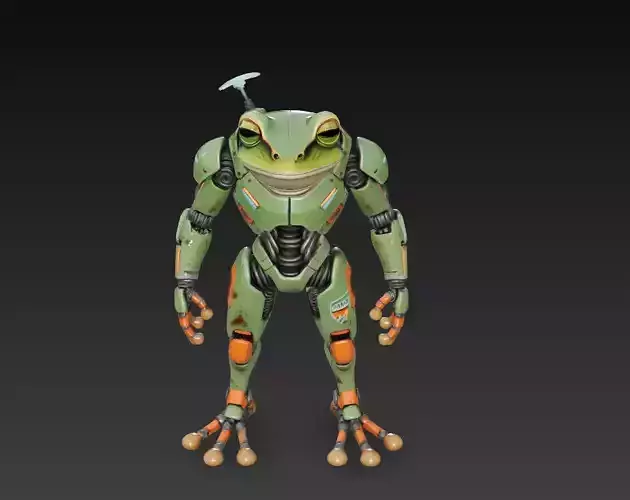 Mecha Frog Cyber Amphibian Robot Character STL Model