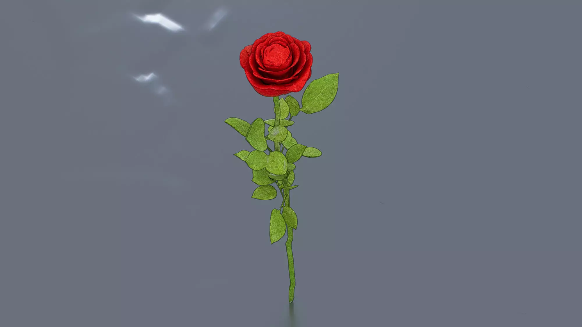 Rose branch Low-poly 3D model_1