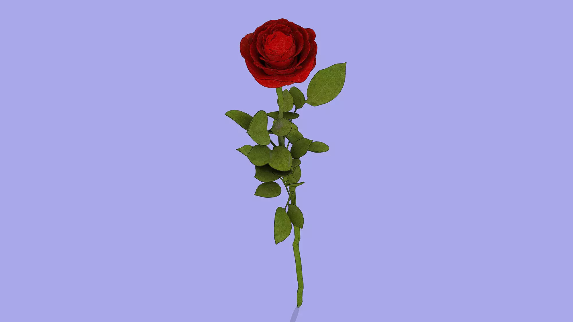 Rose branch Low-poly 3D model_5