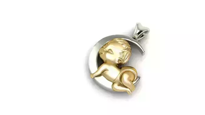 Pendant with baby on moon