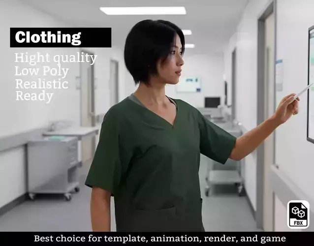 Medical Uniform Outfit - Low Poly Realistic Clothing FBX