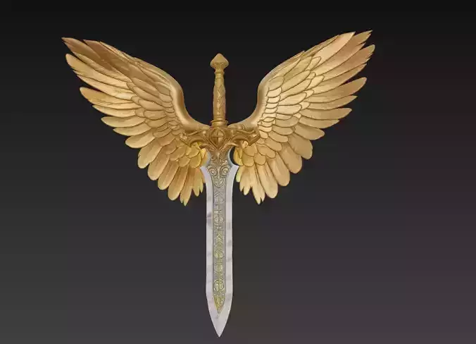 Divine Winged Sword - Celestial Blade of Light 3D Model