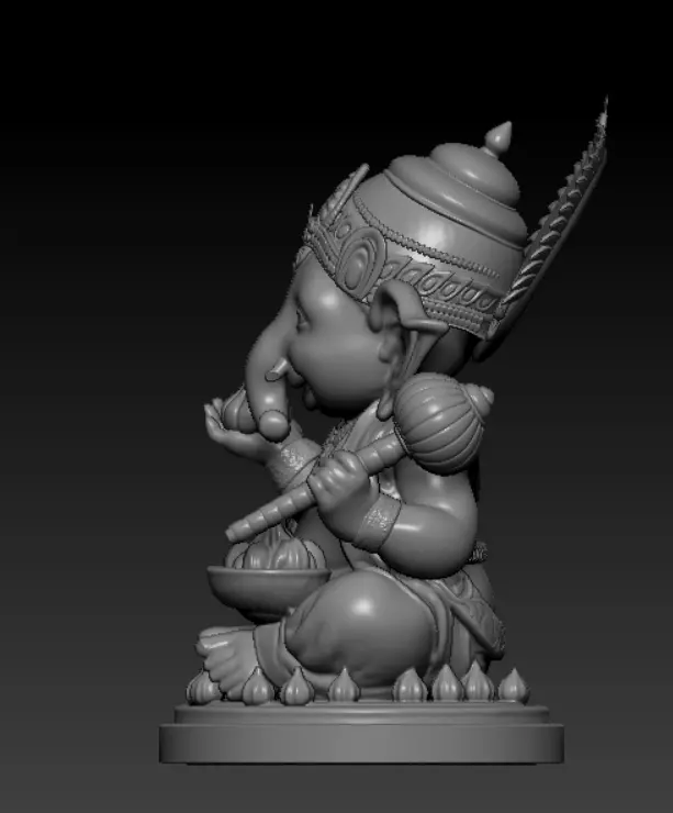 LORD GANESHA SITTING STATUE FOR 3D PRINTING 3D print model_3