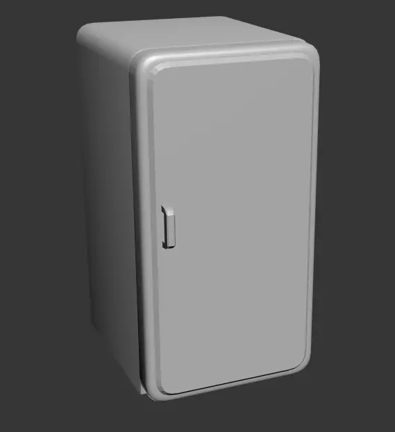 retro fridge Low-poly 3D model_1