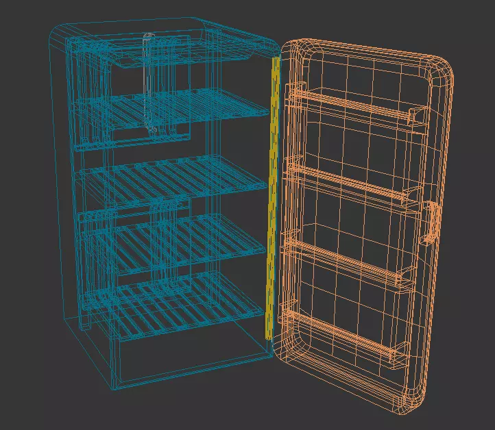retro fridge Low-poly 3D model_5