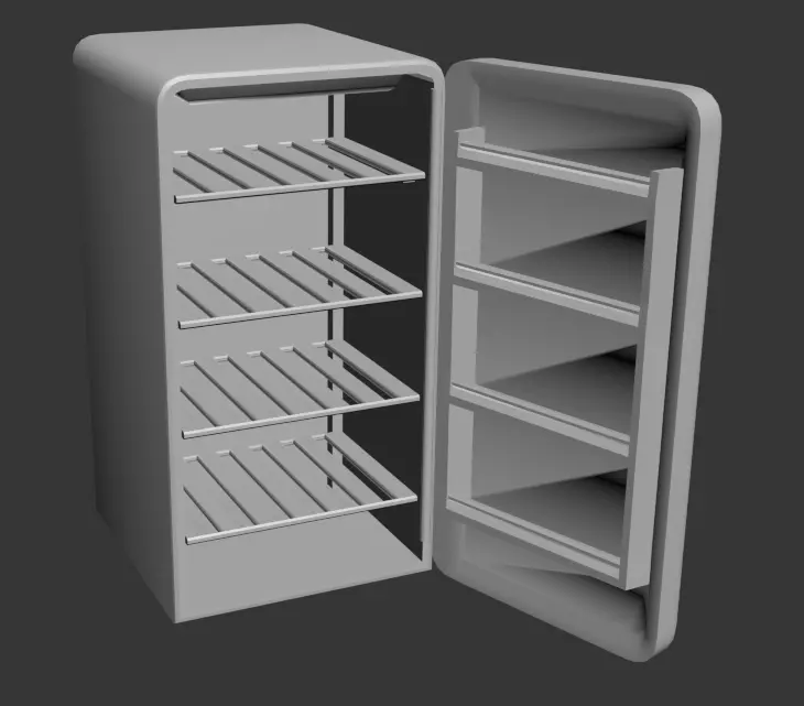 retro fridge Low-poly 3D model_2