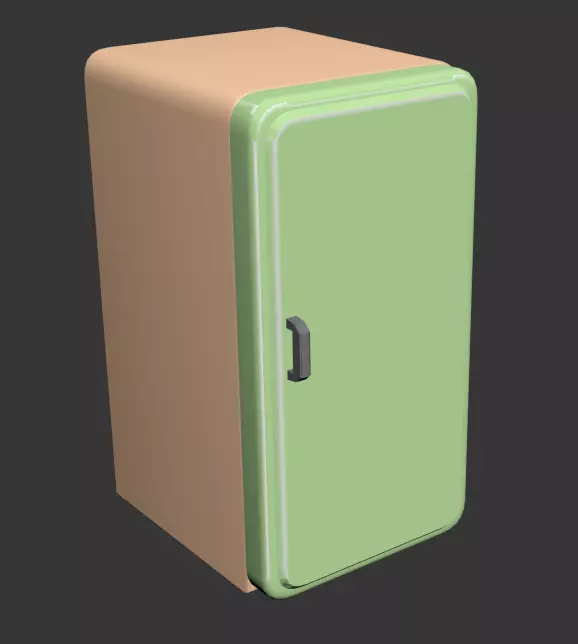 retro fridge Low-poly 3D model_4
